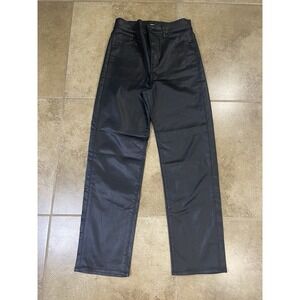 Express Faux Leather Pants Sz 2s Black Super High Rise Modern Straight Edgy Goth